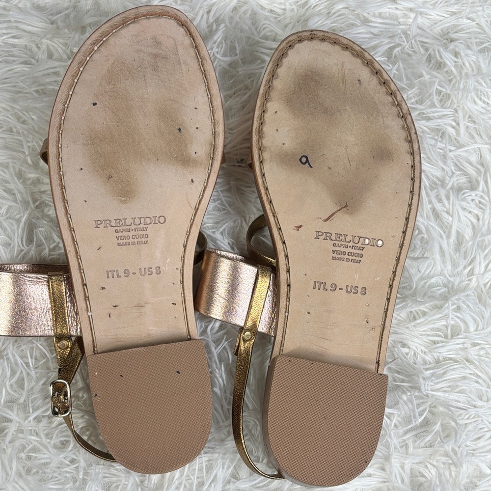 Preludio Metallic Rose Gold Leather Slingback Sandals - Picture 3 of 6